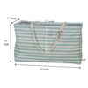 Household Essentials Canvas Utility Tote with Handles, Rectangular Krush Tote, Water-Resistant Vinyl Lining, Large Capacity, Durable and Versatile, Teal Striped Pattern