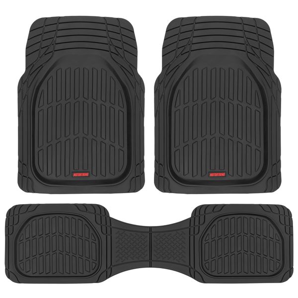 BDK FlexTough™ Contour Liners - Deep Dish Heavy Duty Rubber Floor Mats for Car SUV Truck & Van - All Weather Protection (Deep Dish 2)