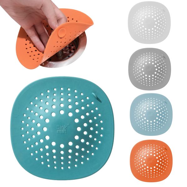 MIBICIRI Shower Drain Hair Catcher, 5 Pack Drain Covers with 4 Suction Cup Hair Catcher Shower Drain Easy to Install Bath Tub Hair Catcher Drain Suit for Bathroom, Bathtub, Kitchen