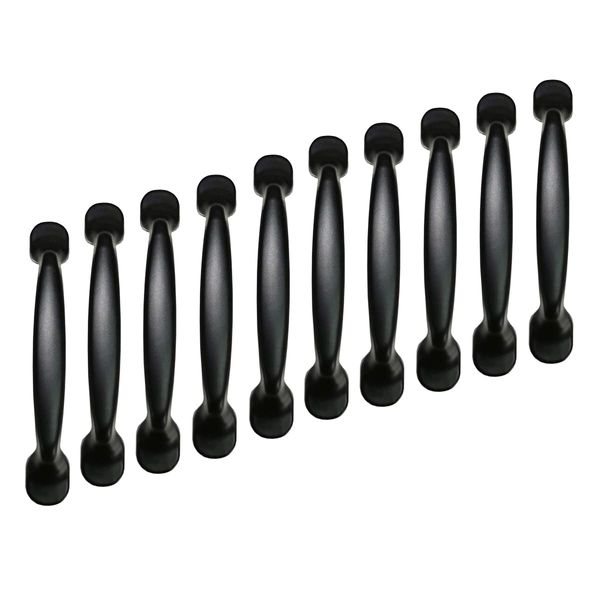 Qrity 20 Units Black Aluminum Cabinet Door Drawer Handles Knobs Pull Handles Cupboard Closet Door Bow Shape Pull Handle (96MM)