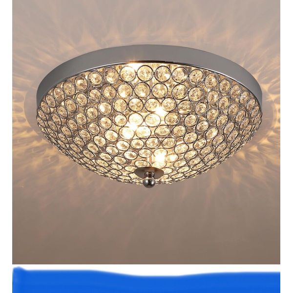 Chrome Flush Mount Crystal Ceiling Light, 11.8” x 4.7”