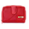 New LORENZ 13cm Soft Leather Patchwork Twin Zip Round Purse Wallet ID Window Red