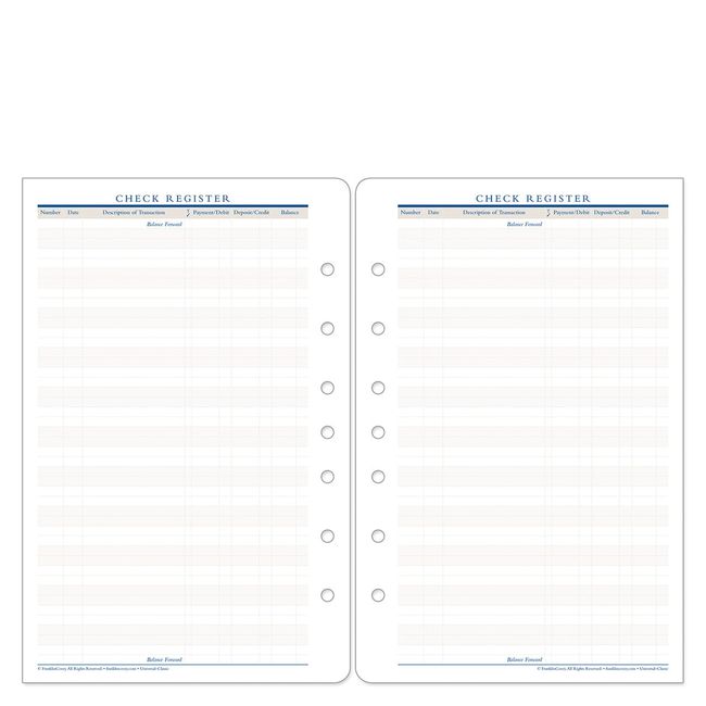 FranklinCovey - Check Register - Checkbook Register Addition for Planners (Classic)