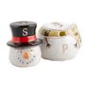 Mud Pie Snowman Salt and Pepper Set; stacked 4" x 3" dia