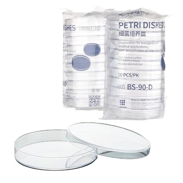 dodtazz Petri Dish, Plastic Petri Dish with Lid, Disposable, Experiment, Clear, Set of 20 (3.5 inches (90 mm)