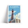 Blackpool Travel Poster – Featuring Blackpool Tower – A4 Size – Matt Poster Paper
