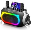 Portable Karaoke Machine with LED Lights 2 Wireless Mics Bluetooth Speaker卡拉OK