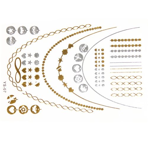 New Metallic Tattoo Gold Silver Black Temporary Bling Flash Tats Craft Sticker 1 Sheet (#156A)