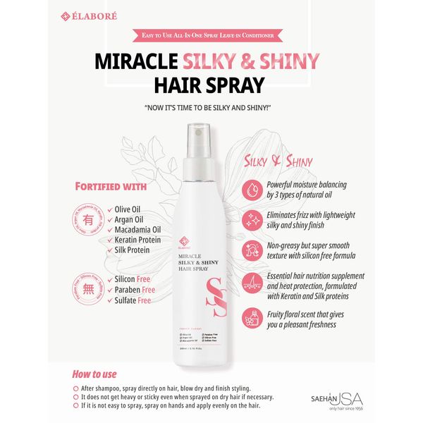 Elabore Miracle Silky & Shiny Hair Spray 200ml / 6.76fl.oz