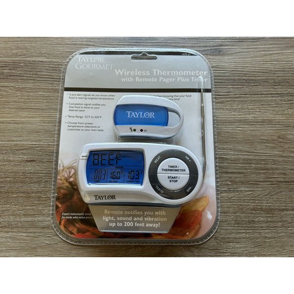 Taylor Gourmet Kitchen Wireless Thermometer w/Remote Pager + Timer New