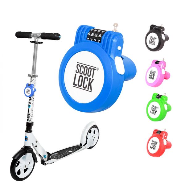 SCOOT LOCK® Portable Combination Scooter Lock New Reinforced Scooter Lock Steel Wire Chain Cable Micro Trunki Birdie Ozbozz EVO for Kids Children and Adults (Blue)