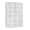 WOLTU 8pcs Shoe Storage Boxes Wardrobe Storage Organiser Trainer Container with Clear Front Lid, Plastic Foldable Stackable, Transparent