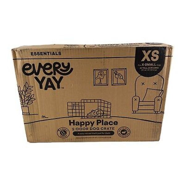 ESSENTIALS every Yay Happy Place 1-Door Dog Crate for X-Small Dogs