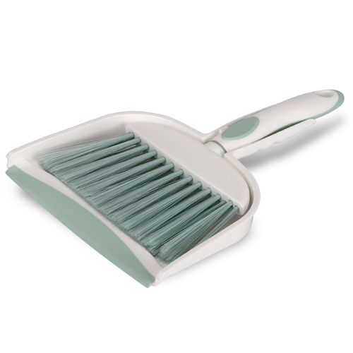 Dustpan and Broom Set/Small Mini Handheld Dust pan with Cleaning Brush Combo for Home Desktop/Sofa/Pet Household Care/Camping (White+Green M3)