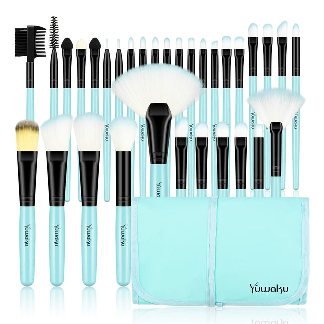 Makeup Brushes 32Pcs Makeup Set,Foundation Powder Brush Eyeshadow Brush Concealers Blush Face Make up Brushes Kit (Blue)