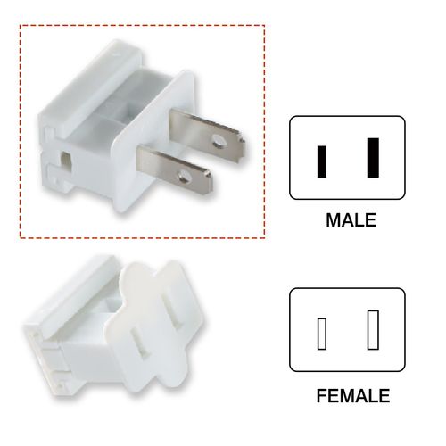 Aniai (25) Pack Vampire Plug, Slip and Slide Plug Add,Extension Cord Ends Male and Female, Replacement Electrical Plug 2 Prong, SPT-1 Wire (spt1 Male, White)