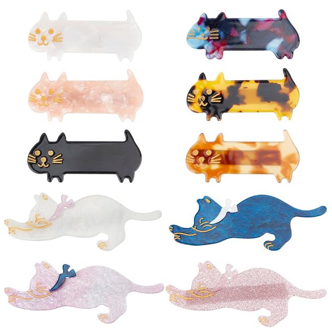 GORGECRAFT 10 Stile Süße Katze Kleine Haarspange Französische Haarspange Haarspangen Entenschnabel Alligator Haarspangen Mode Kitty Haarspangen Süße Katze Harz Haarspangen Für Frauen Haarschmuck