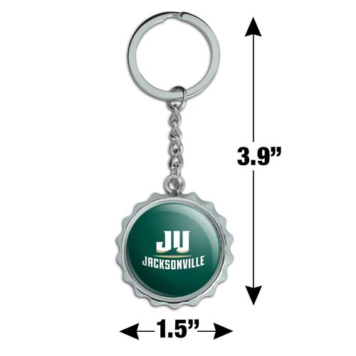 Jacksonville University Primary Logo Keychain Chrome Plated Metal Pop Cap Bottle Opener