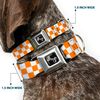 Buckle-Down Checker White/Tan Orange Dog Collar Bone, Large/15-26"