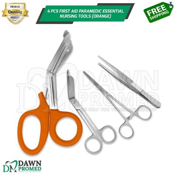 4 Pcs First Aid Paramedic Essential Nursing Tools Surgical Instruments - Orange