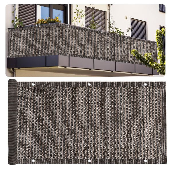 PATIKIL 3'x10' Patio Privacy Screen for Balcony, Fence Cover for Apartment Railing Netting Mesh Shade Fabric Balcony Cover for Outdoor Deck Backyard Porch, Railing Shield 90% (Brown)