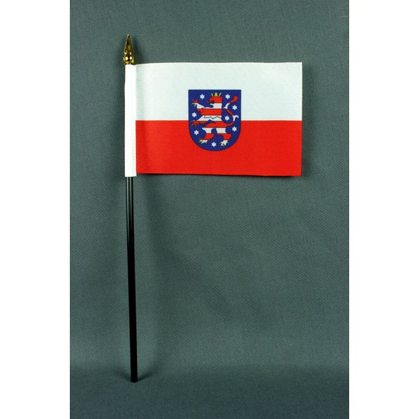 Buddel Bini Small Table Flag Thuringia 15 x 10 cm with 30 cm PVC Pole without Stand Base