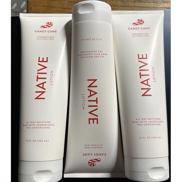 3 PACK Native Limited Edition Hand & Body Lotion, Candy Cane, Silicone Free