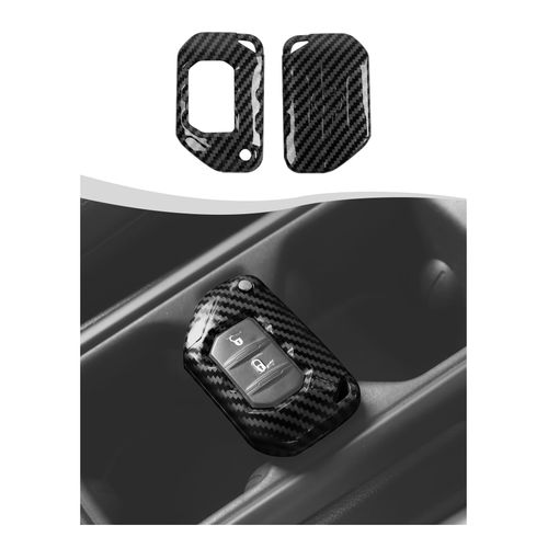 Hoolcar Key Fob Cover Case Key Holder Shell Remote Control Smart Key Fob Protector Compatible with Jeep Wrangler JL JLU & Gladiator JT 2018-2025, Carbon Fiber