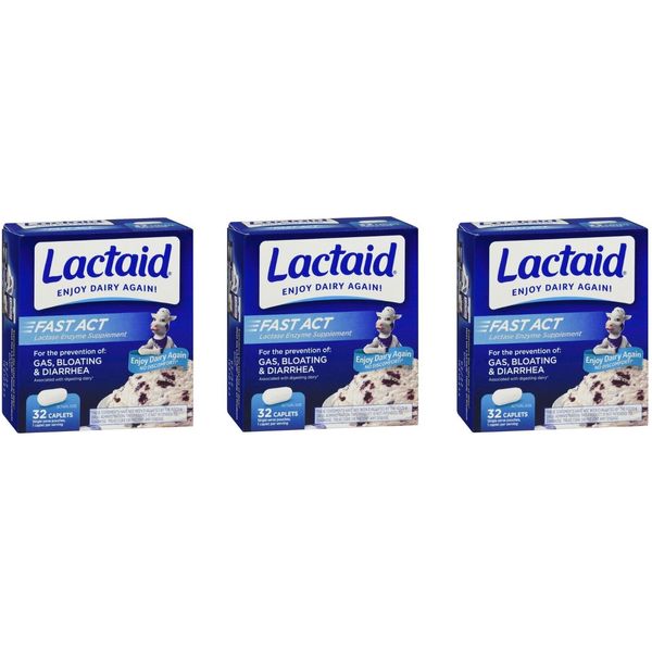Lactaid Fast Acting Lactase Enzyme Supplement 32 ct(3 Pack)