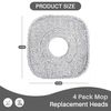 Crystals Mop Head Replacement – 4 Pack Square Microfiber Refill Pads Compatible with Flat Floor Mops – Deep Cleaning, Machine Washable, Easy to Attach