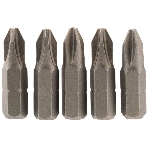 Draper 64018 No.2 1/4" Hex Cross Slot Insert Bit 25mm Long (5 Piece)
