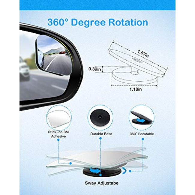 CAR SIDE AUXILIARY BLIND SPOT WIDE REAR VIEW MIRROR TRAILER CONVEX STICK  PARKING
