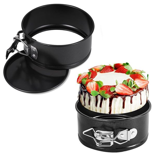 Roysmart 2 Stück Mini Rund Backformen, 11cm Kleine Rund Springformen Kuchenform Backform, Mini Rund Kuchenbackformen mit Antihaftbeschichtung