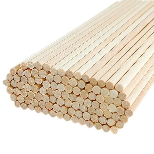 ZHIYE 100 Packs Dowel Rods 15cm x 4mm Craft Sticks Unfinished Natural Wood for DIY Craft and Art Work