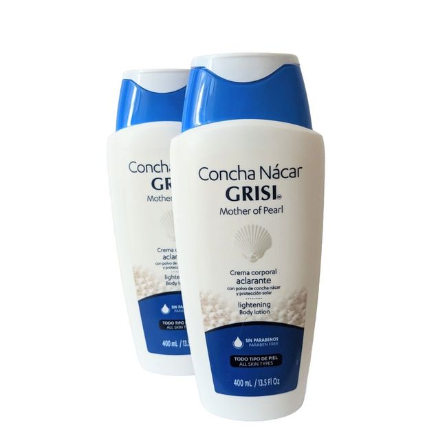 2 PACK!! CONCHA NACAR CREMA BLANQUEADORA GRISI LIGHTENING BODY LOTION 400 ML