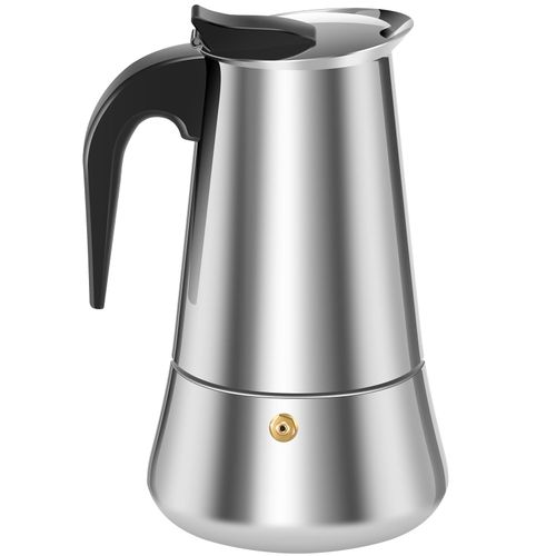 9 Cup Stovetop Espresso Maker Stainless Steel Moka Pot Stove Top Percolator Italian Coffee Makers Capable Mocha Greca Machine Cafe Classic Induction Cookers for Home and Camping 450ml 15oz (1)