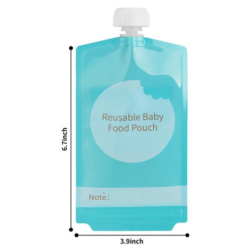 Kirecoo Reusable Baby Food Pouches - 12PCS 7oz Refillable Baby Food Storage Pouches, Squeeze Homemade Organic Applesauce Yogurt Smoothie Puree Pouches for Kids Toddlers, Washable Freezer Safe
