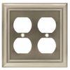 Architectural Double Duplex Wall Plate- Brushed Satin Nickel