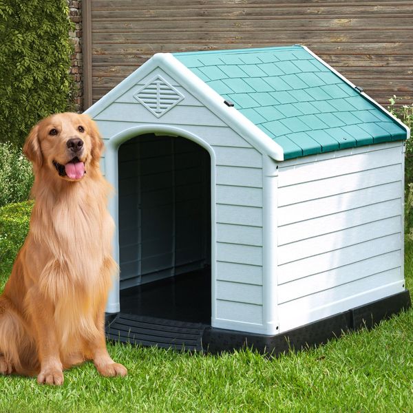 Indoor Outdoor Pet House Large Waterproof Dog Kennel Shelter Blue Roof