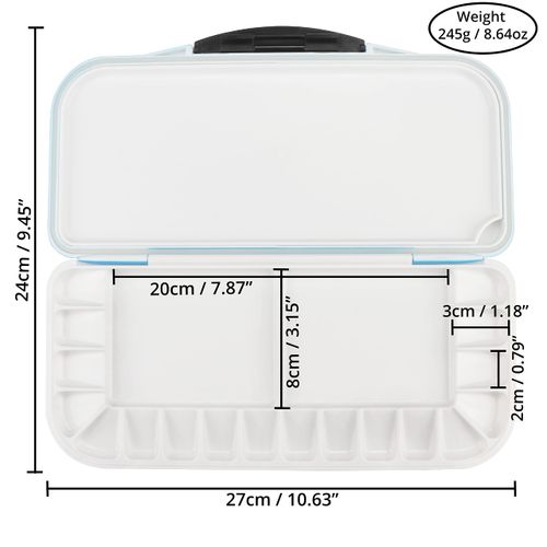 Belle Vous 18 Well Folding Paint Palette - Blue Portable/Travel Stay Wet Palette Box - Artists Paint Tray for Watercolour Painting, Oil/Acrylic Painting, Mixing Paints, and Gouache