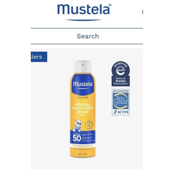 NEW Mustela Family Mineral Sunscreen Spray SPF 50 Broad Spectrum