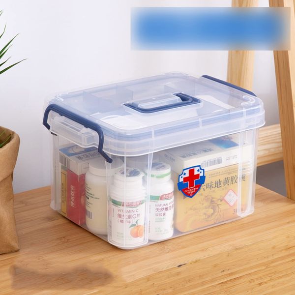 First Aid Kit, First Aid Box, Waterproof, Dustproof, Clear, Multi-functional, Lightweight, Storage Box, Plastic, Cosmetics Storage, Makeup Box, Medico, Trauma Medicine, First Aid, For Home Use, Car