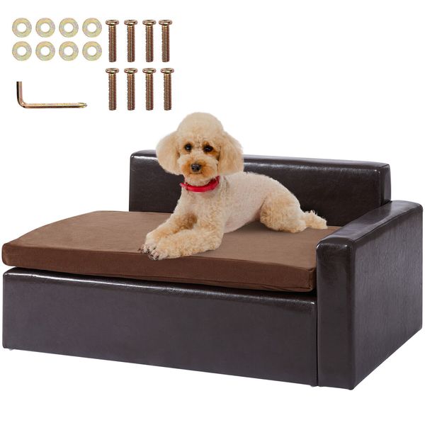 VEVOR Pet Sofa Dog Couch for Medium-Sized Dogs Leather Dog Sofa Bed 110 lb