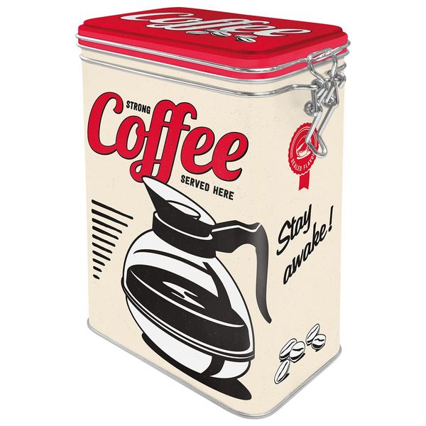 Nostalgic-Art Retro Kaffeedose, 1,3 l, Strong Coffee Served Here – Geschenk-Idee für Diner-Fans, Blech-Dose mit Aromadeckel, Vintage Design