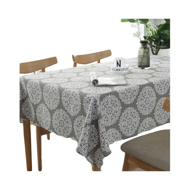 meioro Tablecloths Grey Retro Tablecloth Rectangular Table cloth Cotton Linen Table Cover Suitable for Indoor and Outdoor (Grey, 100×140cm)