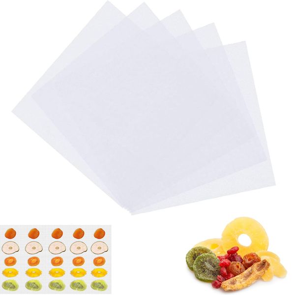 6 Pieces Silicone Dehydrator Sheets, Reusable Steamer Mesh Mat, Cookie Dryer Sheets, Fruit Dryer Mesh, 28.5 x 38.5 cm Premium Reusable Non Stick Silicone Dehydrator Sheets for Fruit Dryer