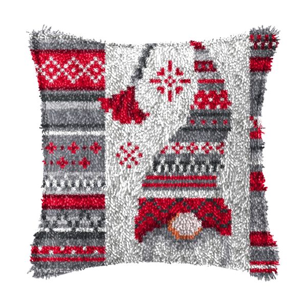 LAPATAIN Latch Hook Kits for DIY Throw Pillow Cover,Needlework Cushion Cover Hand Craft Crochet for Great Family 17X17inch Christmas Hat