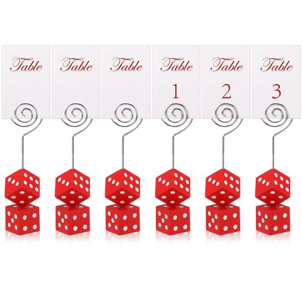 Rotatingpals 6 Pcs Dice Table Number Dice Place Card Holders Casino Game Kit Includes Table Number Cards Casino Place Card Holders Party Supplies Casino Wedding Decoration