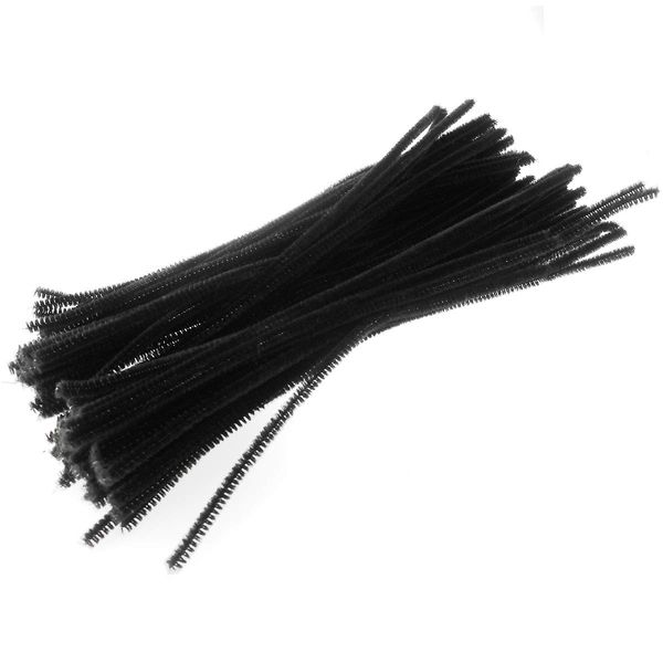 Lind Kitchen 100 PCS Black Fuzzy Chenille Stems Pipe for Arts and Crafts Handmade DIY Twisting Rods