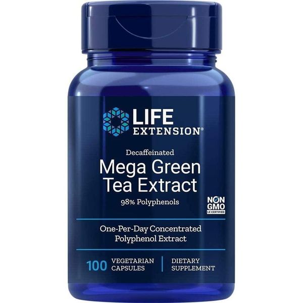 Life Extension Mega Green Tea Extract (98% Polyphenols) Decaffeinated Vegetarian Capsules 100ea, quantity, see details